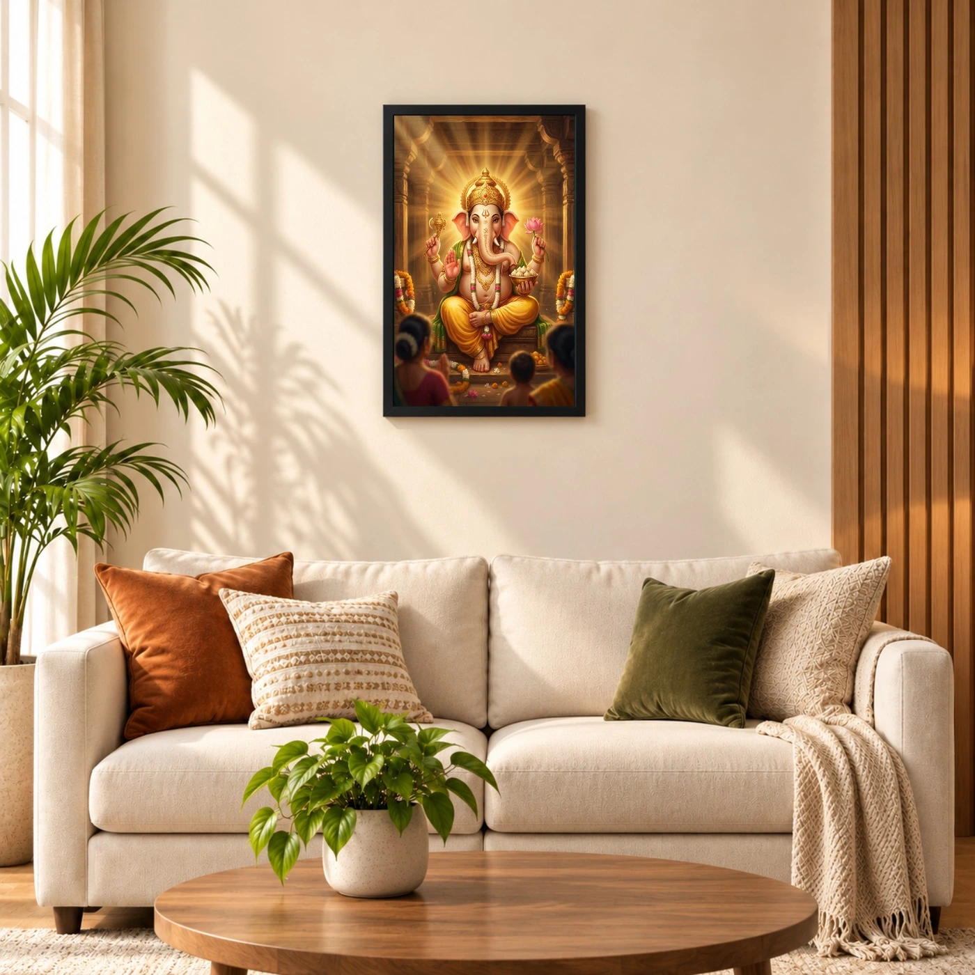 Lord Ganesha Realistic Digital Painting Divine Glow Modak Photo Frame, view 8