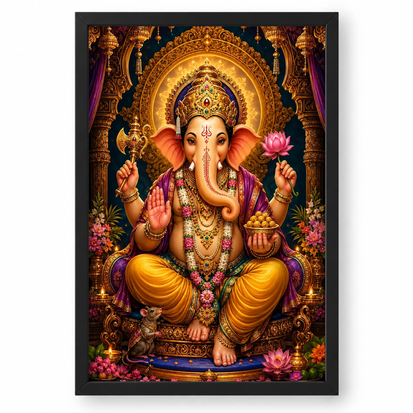 Lord Ganesha Royal Jewel-Toned Portrait Photo Frame