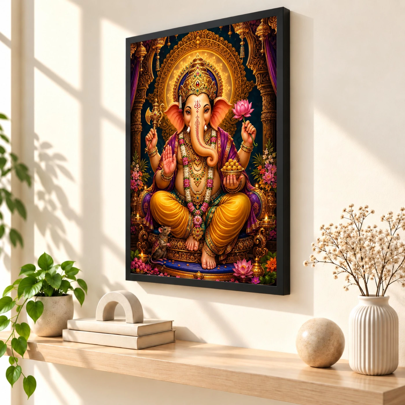 Lord Ganesha Royal Jewel-Toned Portrait Photo Frame, view 2