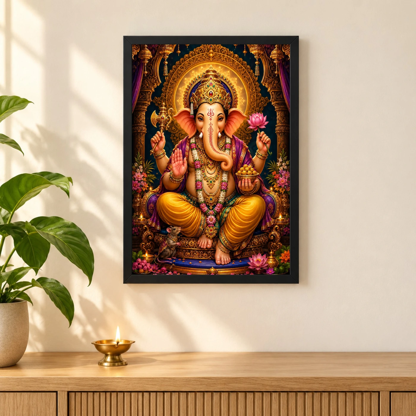 Lord Ganesha Royal Jewel-Toned Portrait Photo Frame, view 3