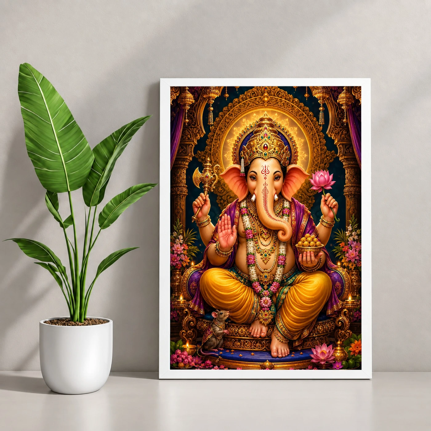 Lord Ganesha Royal Jewel-Toned Portrait Photo Frame, view 4