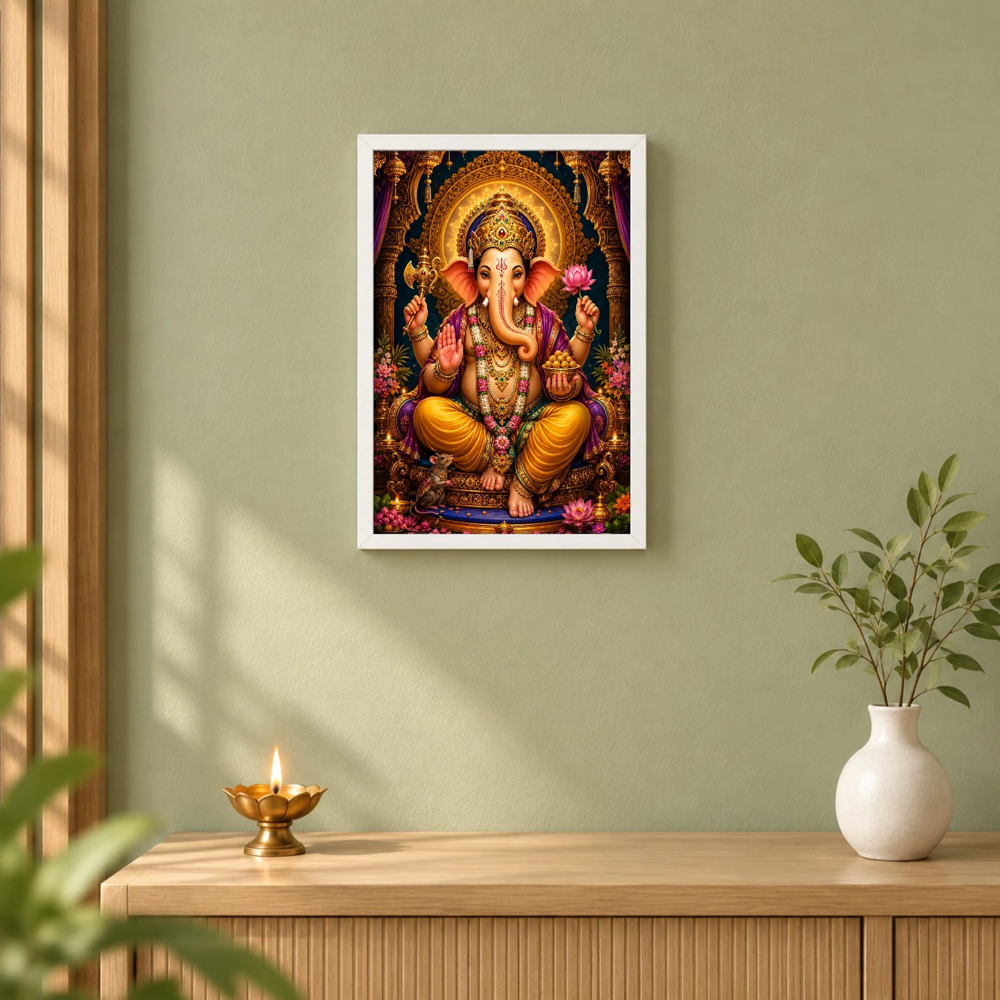 Lord Ganesha Royal Jewel-Toned Portrait Photo Frame, view 6