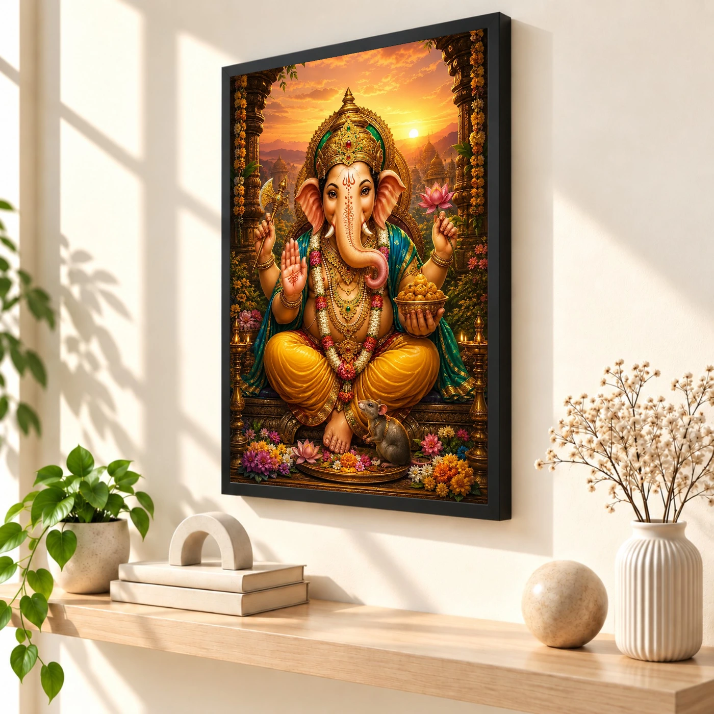 Lord Ganesha Serene Sunrise Blessing Photo Frame, view 2