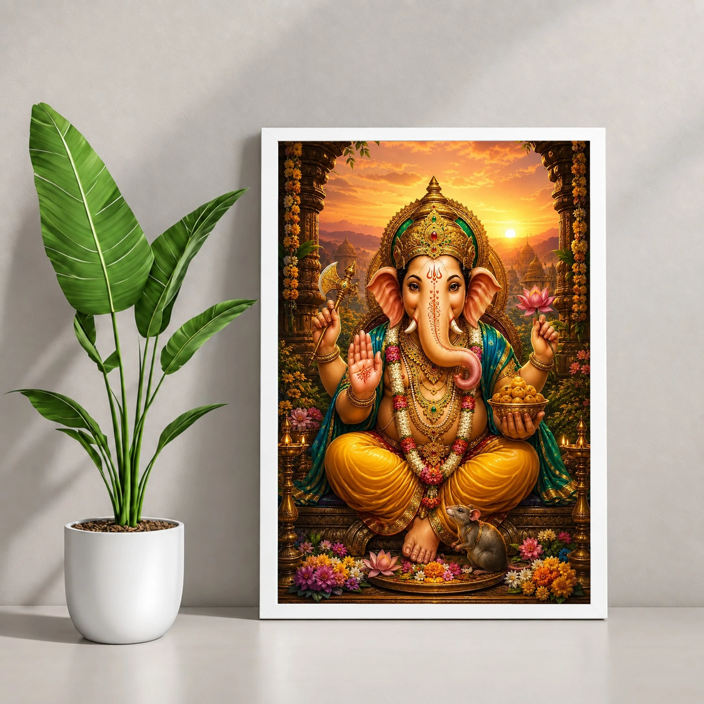 Lord Ganesha Serene Sunrise Blessing Photo Frame, view 4