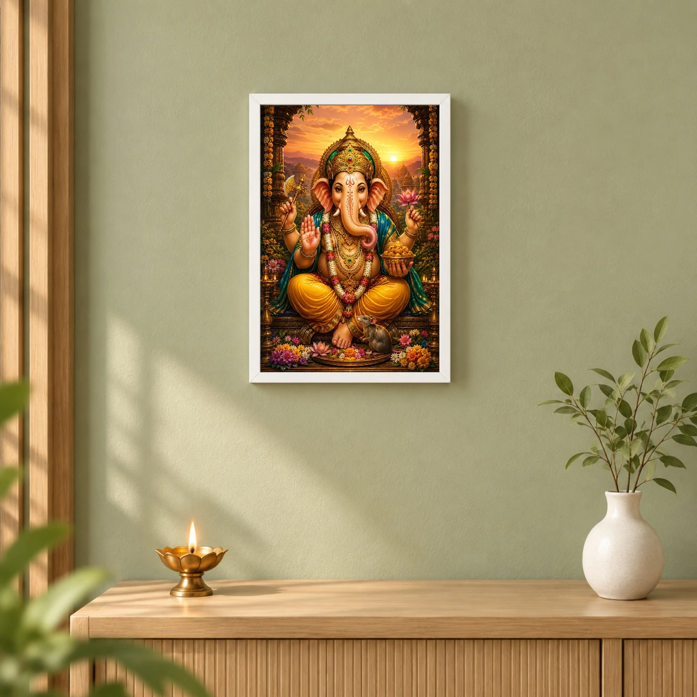 Lord Ganesha Serene Sunrise Blessing Photo Frame, view 6