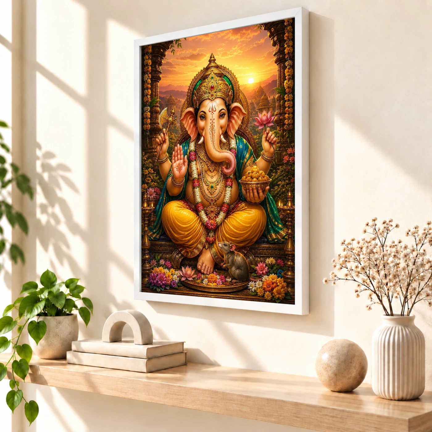 Lord Ganesha Serene Sunrise Blessing Photo Frame, view 7