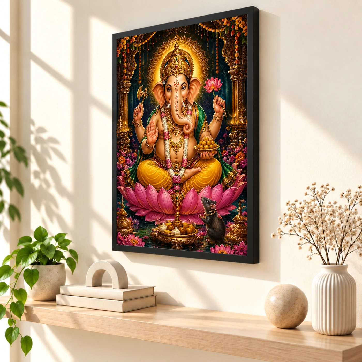 Lord Ganesha Traditional Indian Miniature-Inspired Devotional Art Photo Frame, view 2