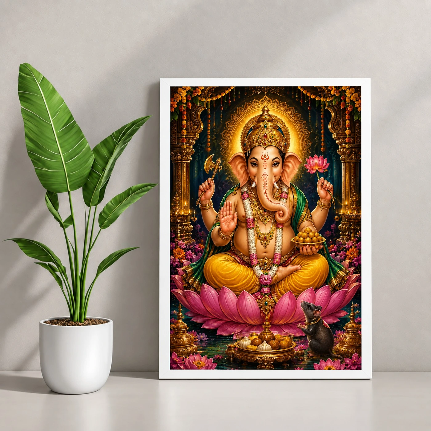 Lord Ganesha Traditional Indian Miniature-Inspired Devotional Art Photo Frame, view 4