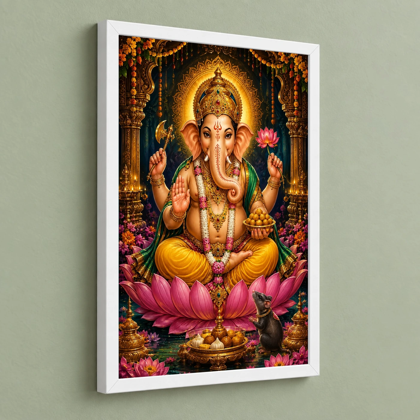 Lord Ganesha Traditional Indian Miniature-Inspired Devotional Art Photo Frame, view 5