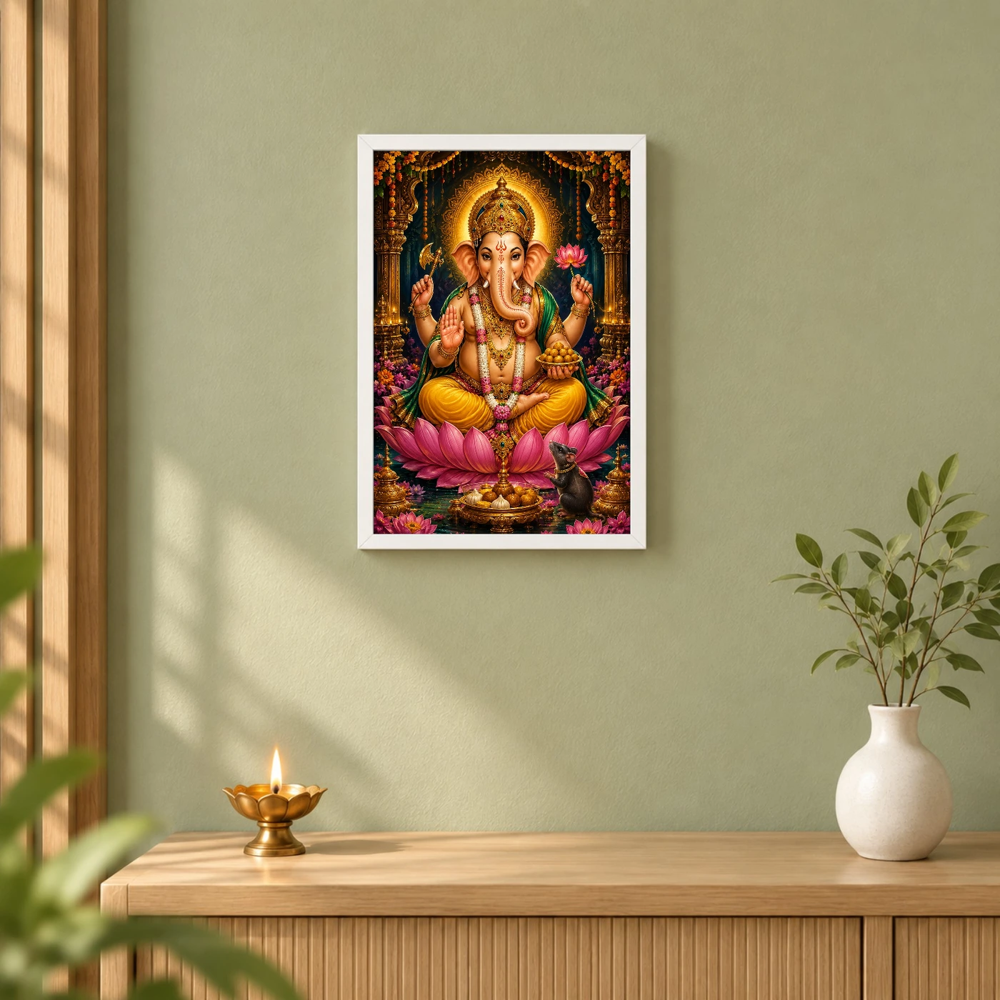 Lord Ganesha Traditional Indian Miniature-Inspired Devotional Art Photo Frame, view 6