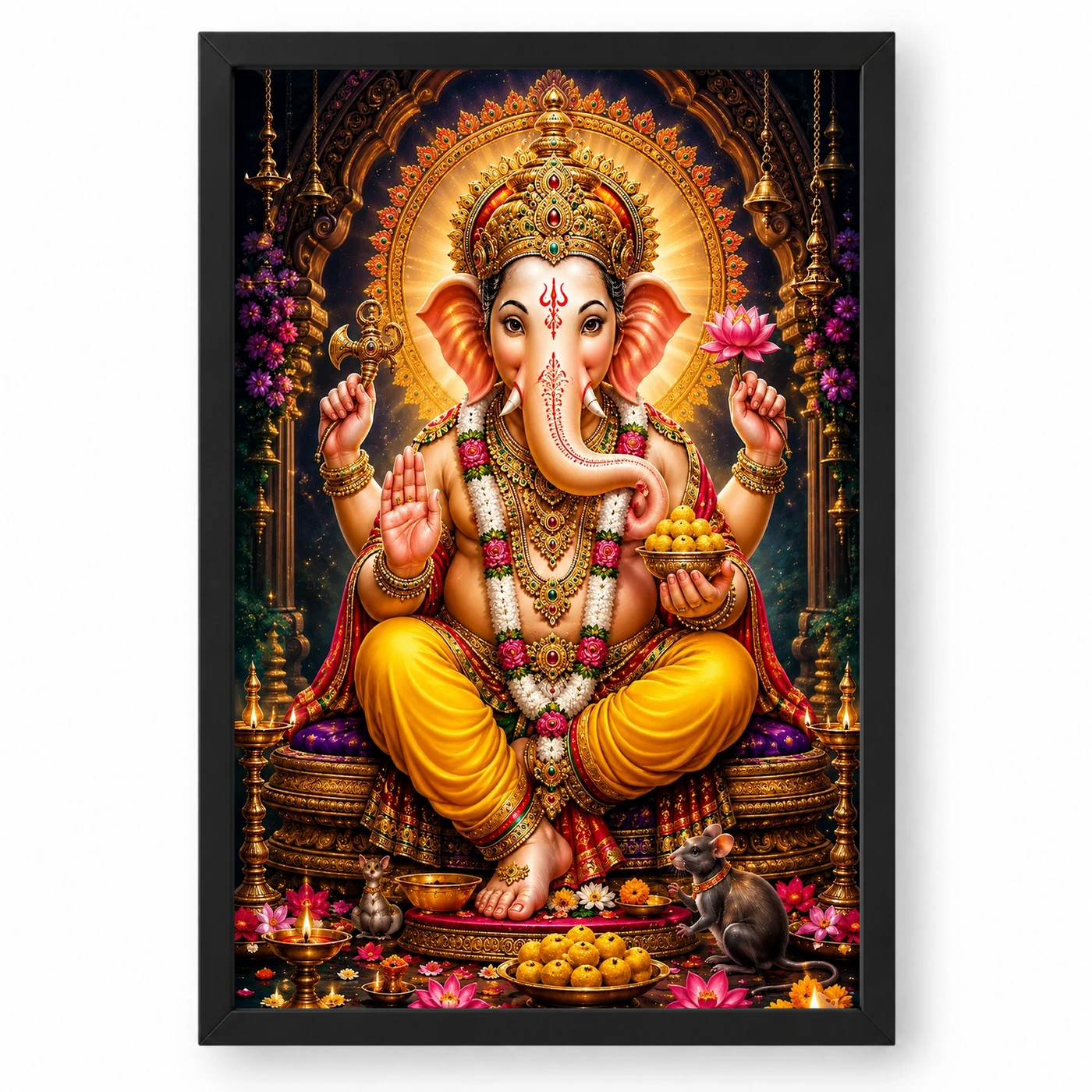 Lord Ganesha Vivid Premium Spiritual Poster Art Photo Frame