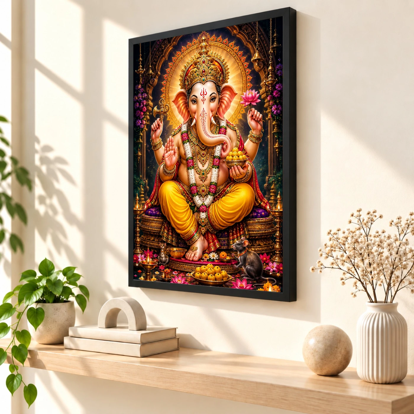 Lord Ganesha Vivid Premium Spiritual Poster Art Photo Frame, view 2