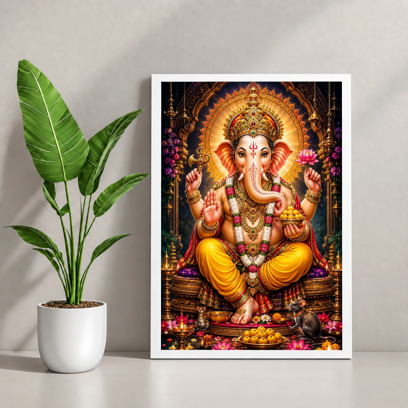 Lord Ganesha Vivid Premium Spiritual Poster Art Photo Frame, view 4