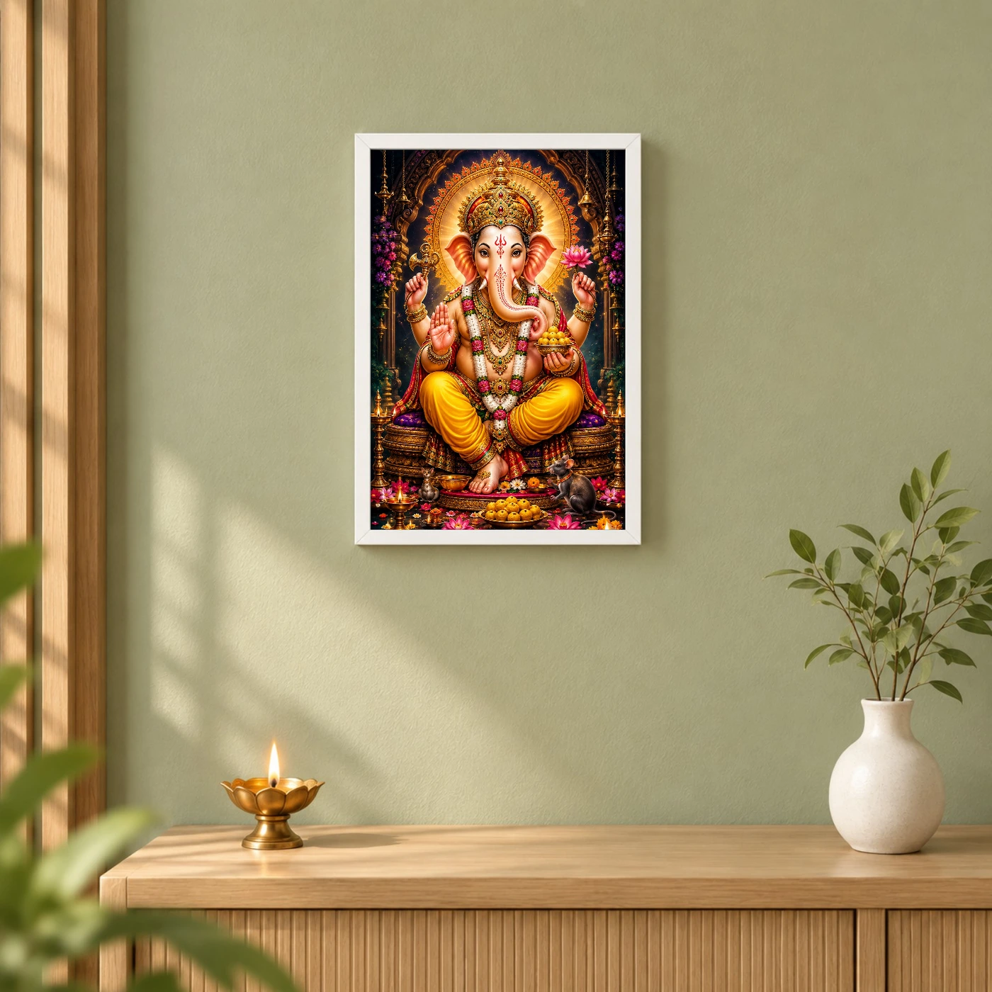 Lord Ganesha Vivid Premium Spiritual Poster Art Photo Frame, view 6