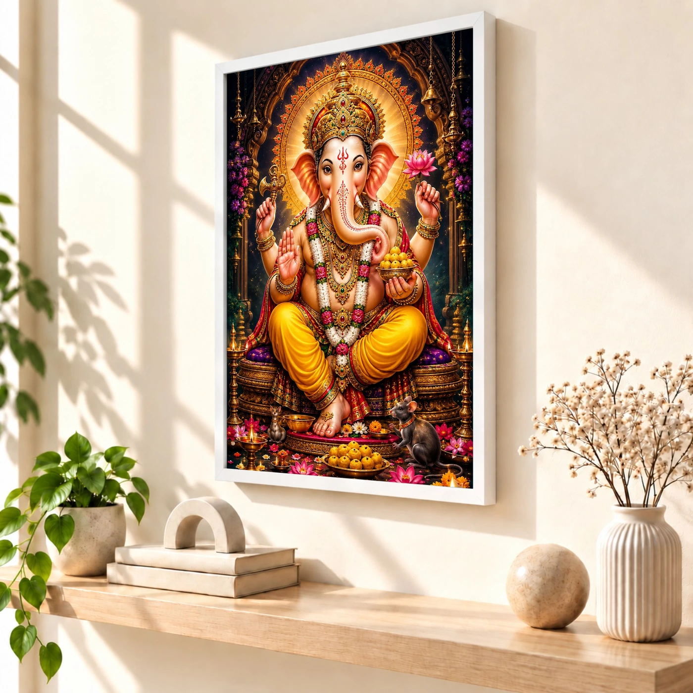 Lord Ganesha Vivid Premium Spiritual Poster Art Photo Frame, view 7