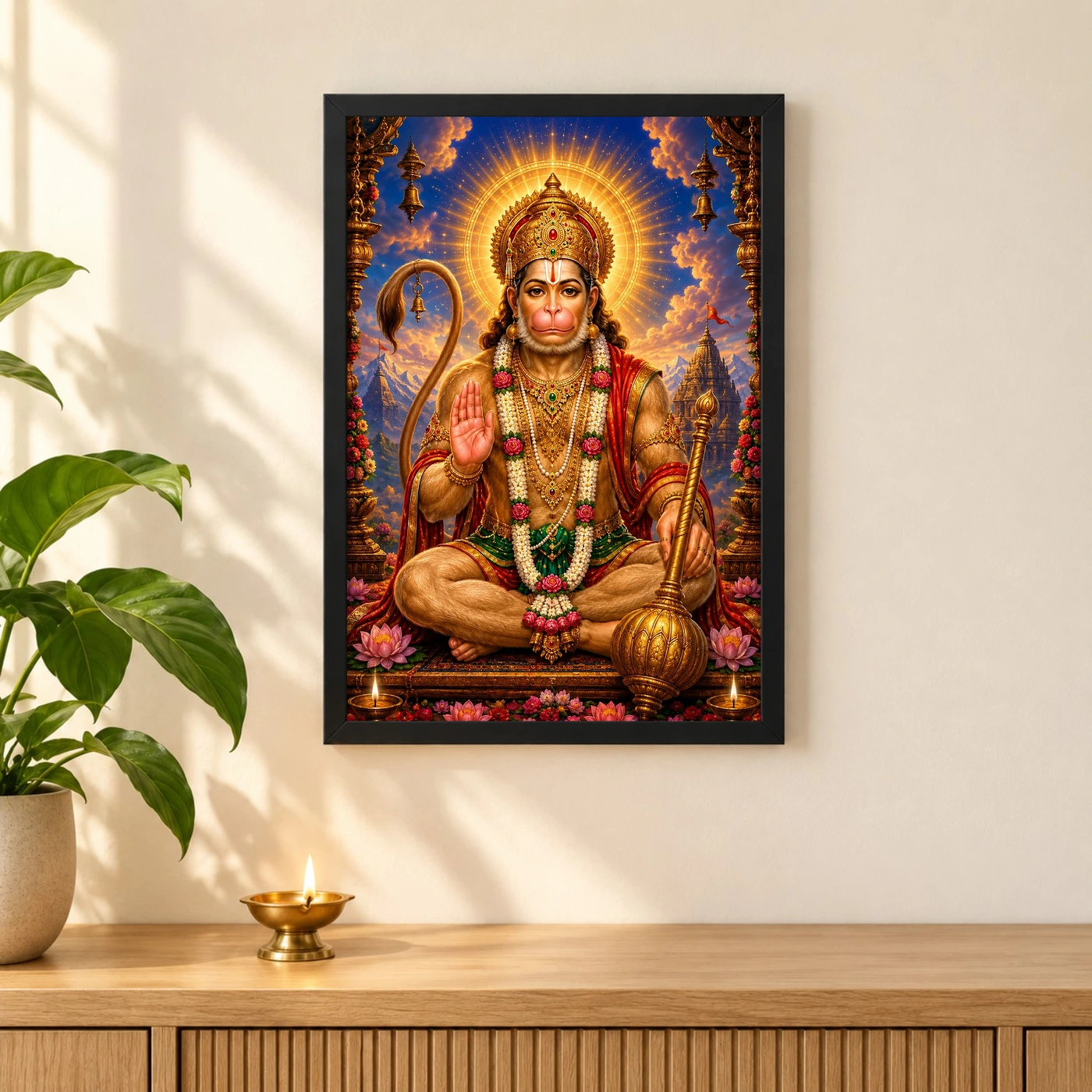 Lord Hanuman Cosmic Celestial Aura Photo Frame, view 3