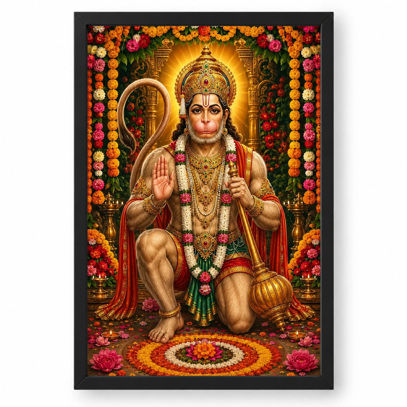 Lord Hanuman Grand Festival Flower Decoration Photo Frame