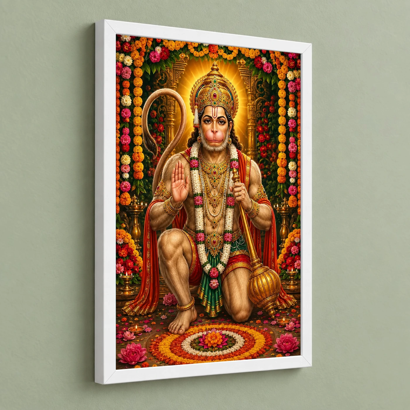 Lord Hanuman Grand Festival Flower Decoration Photo Frame, view 5