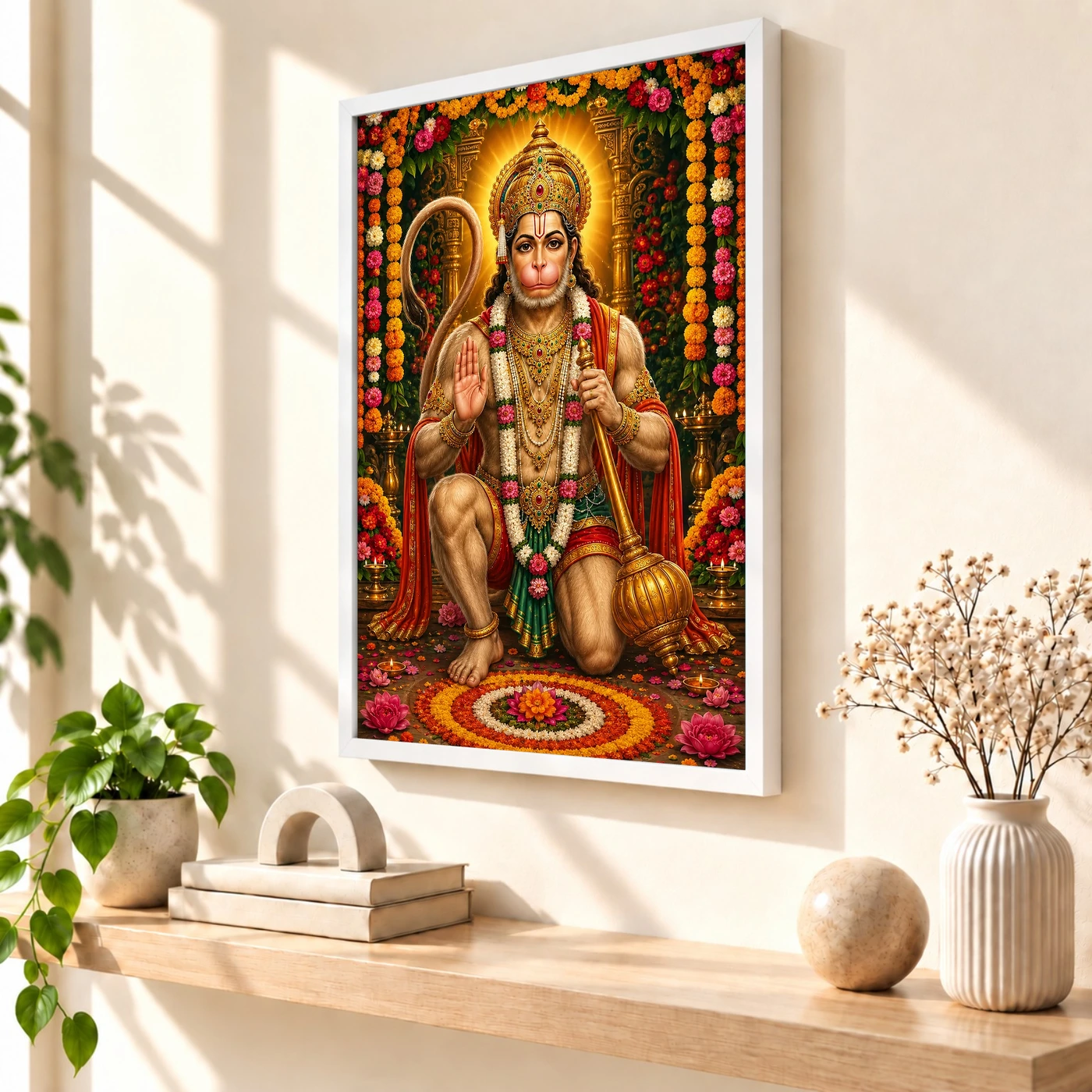 Lord Hanuman Grand Festival Flower Decoration Photo Frame, view 7