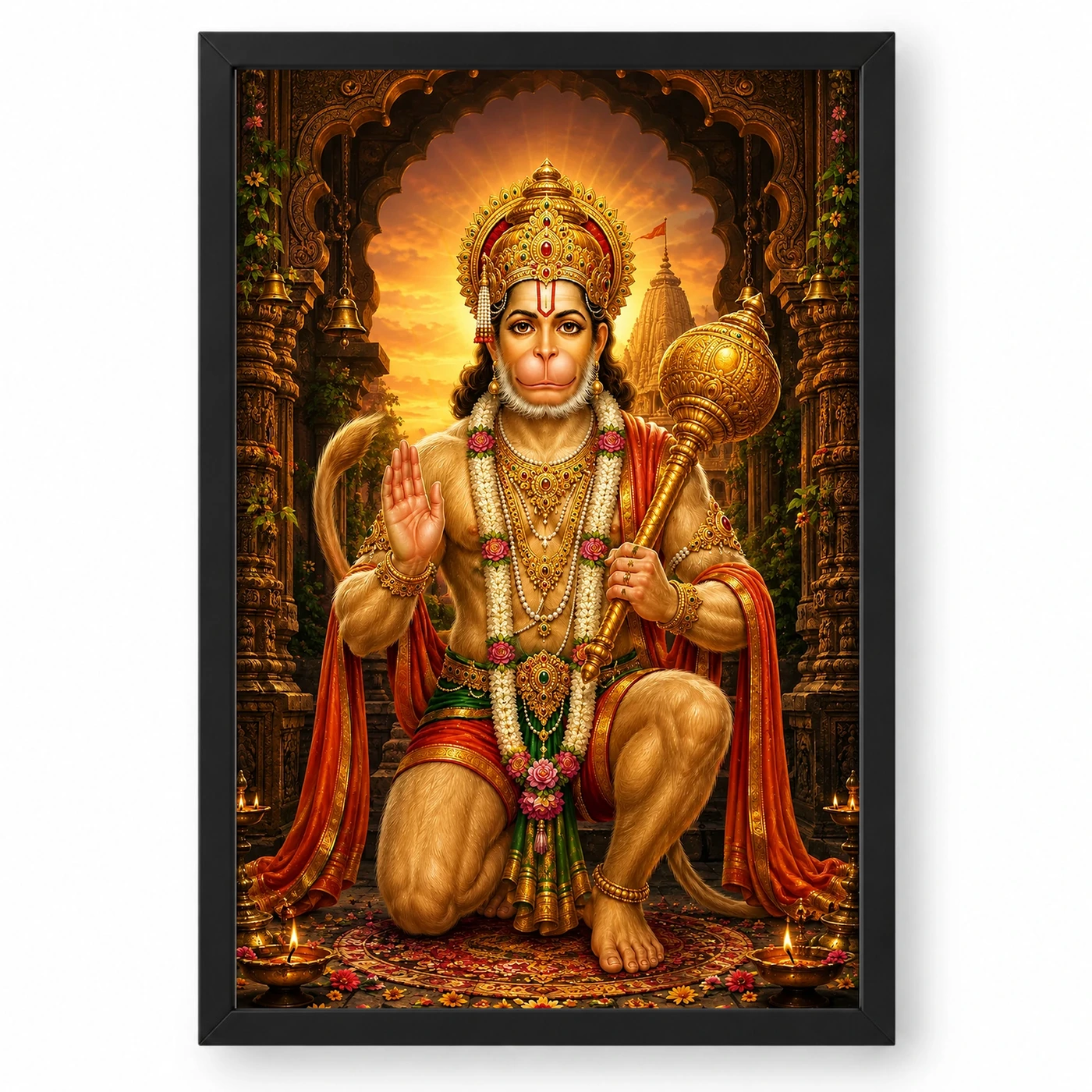 Lord Hanuman Heritage Temple Architecture Backdrop Photo Frame
