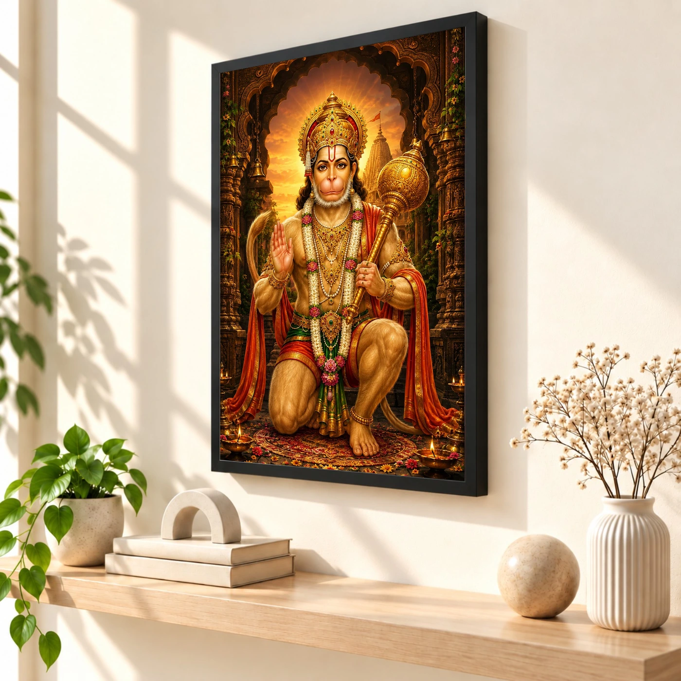 Lord Hanuman Heritage Temple Architecture Backdrop Photo Frame, view 2