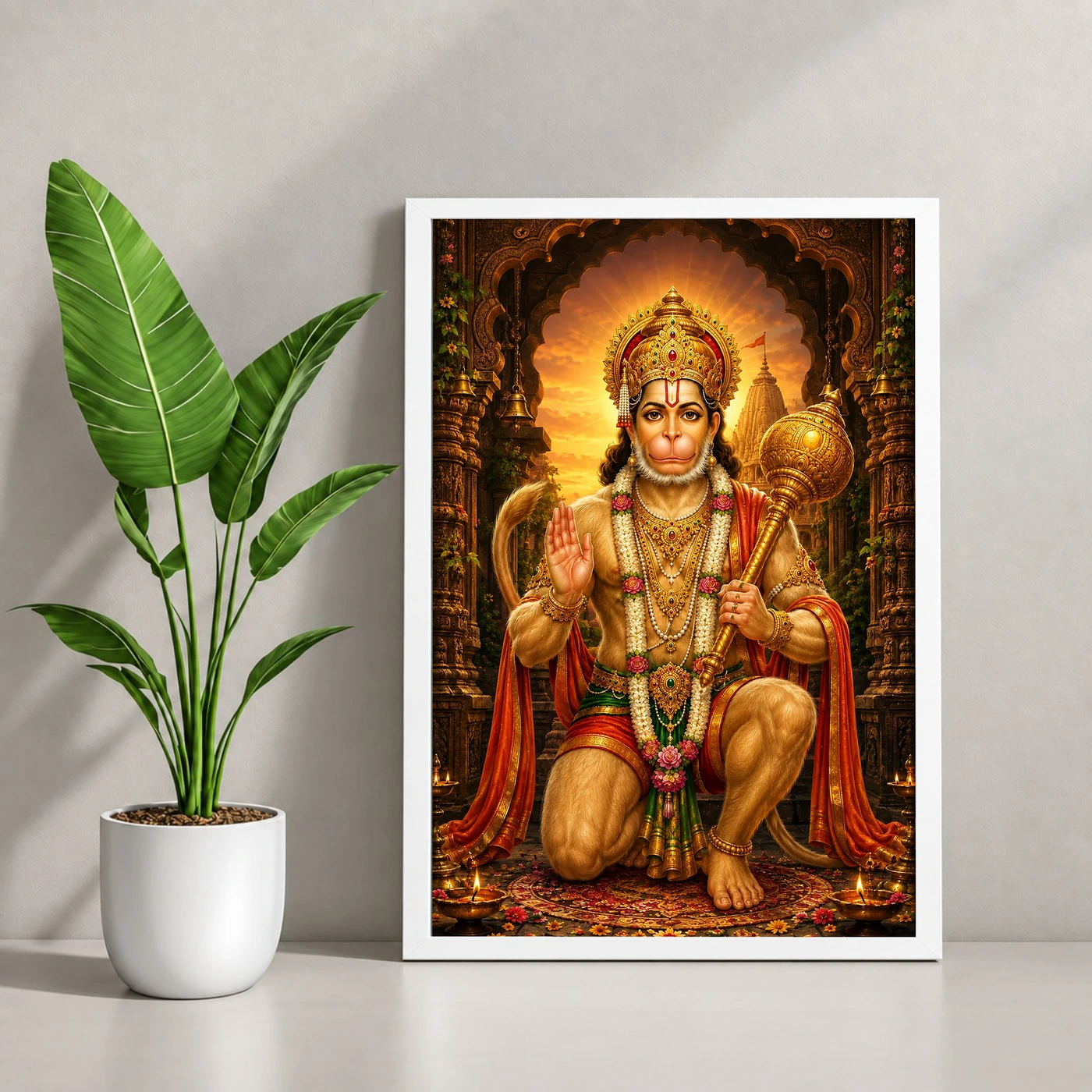 Lord Hanuman Heritage Temple Architecture Backdrop Photo Frame, view 4