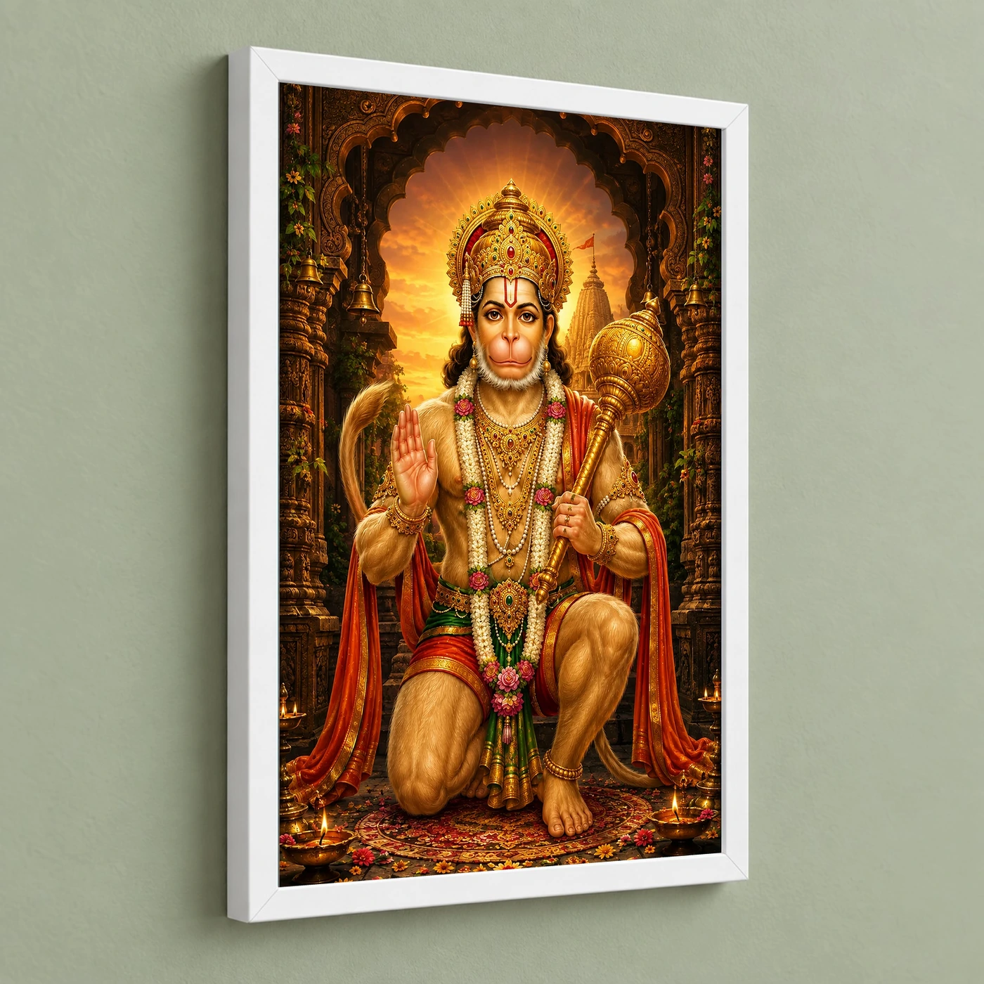 Lord Hanuman Heritage Temple Architecture Backdrop Photo Frame, view 5
