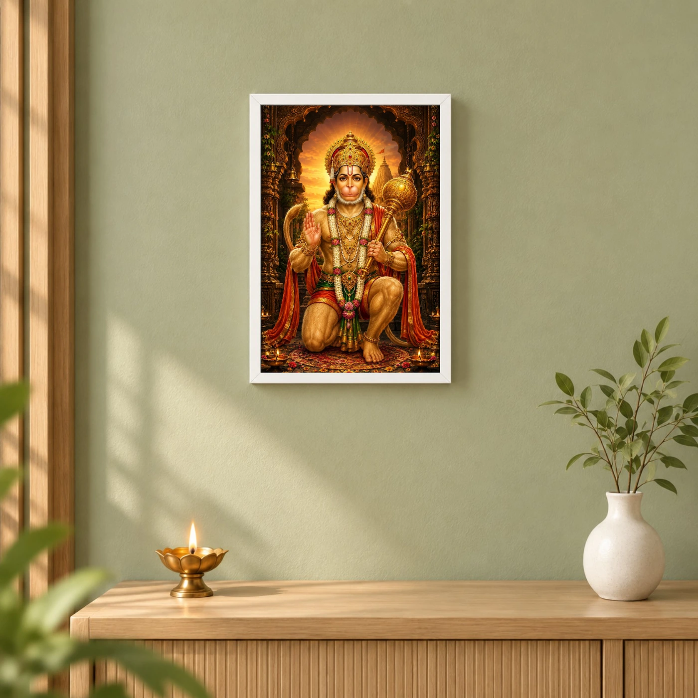 Lord Hanuman Heritage Temple Architecture Backdrop Photo Frame, view 6