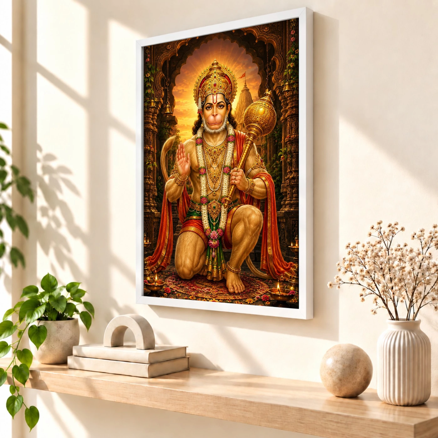 Lord Hanuman Heritage Temple Architecture Backdrop Photo Frame, view 7