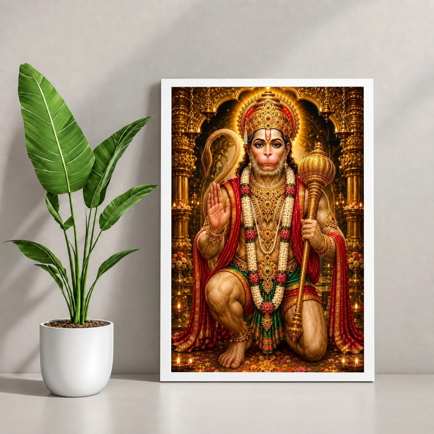 Lord Hanuman Ornate Golden Temple Darshan Photo Frame, view 4