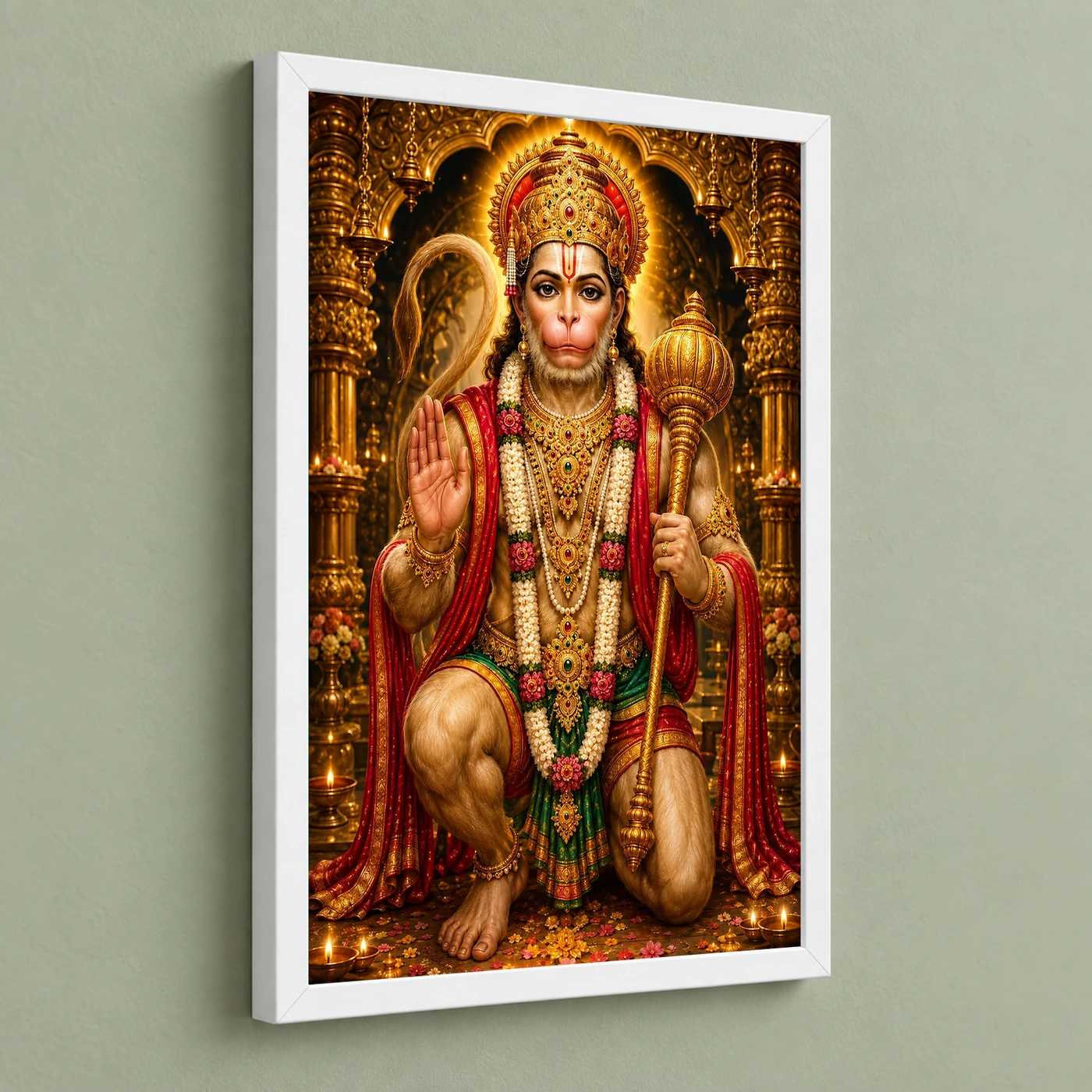 Lord Hanuman Ornate Golden Temple Darshan Photo Frame, view 5