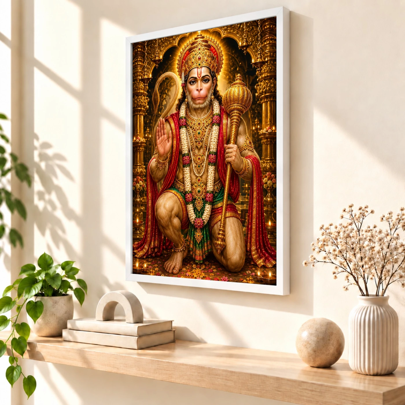 Lord Hanuman Ornate Golden Temple Darshan Photo Frame, view 7