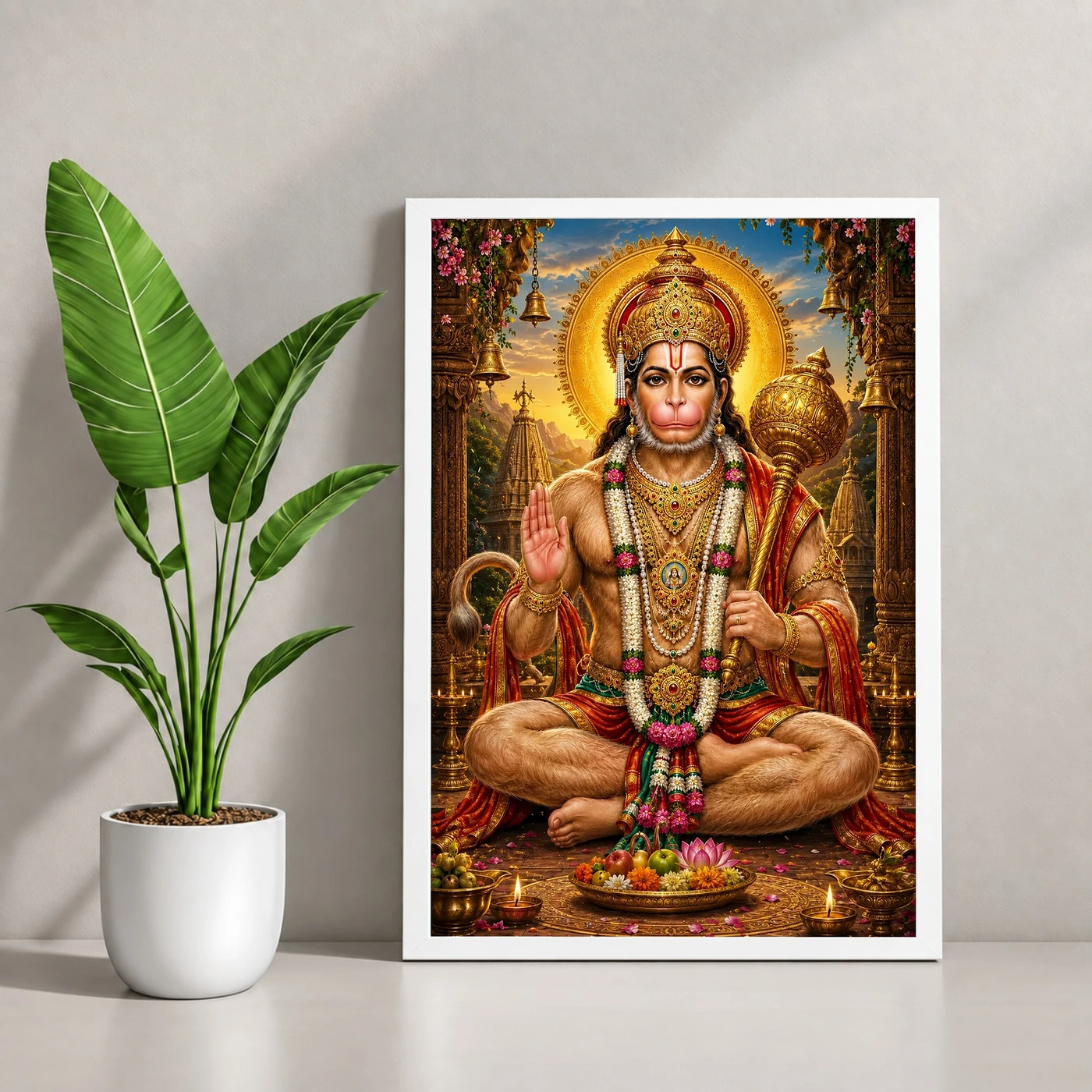 Lord Hanuman Peaceful Home Mandir Composition Photo Frame, view 4