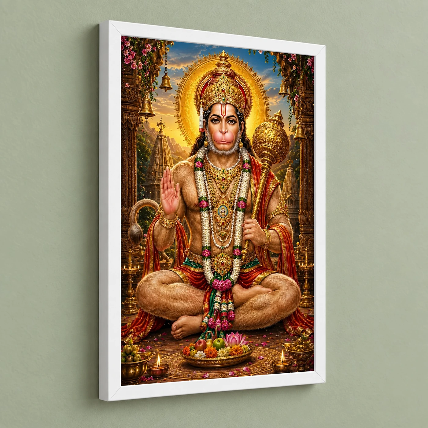 Lord Hanuman Peaceful Home Mandir Composition Photo Frame, view 5