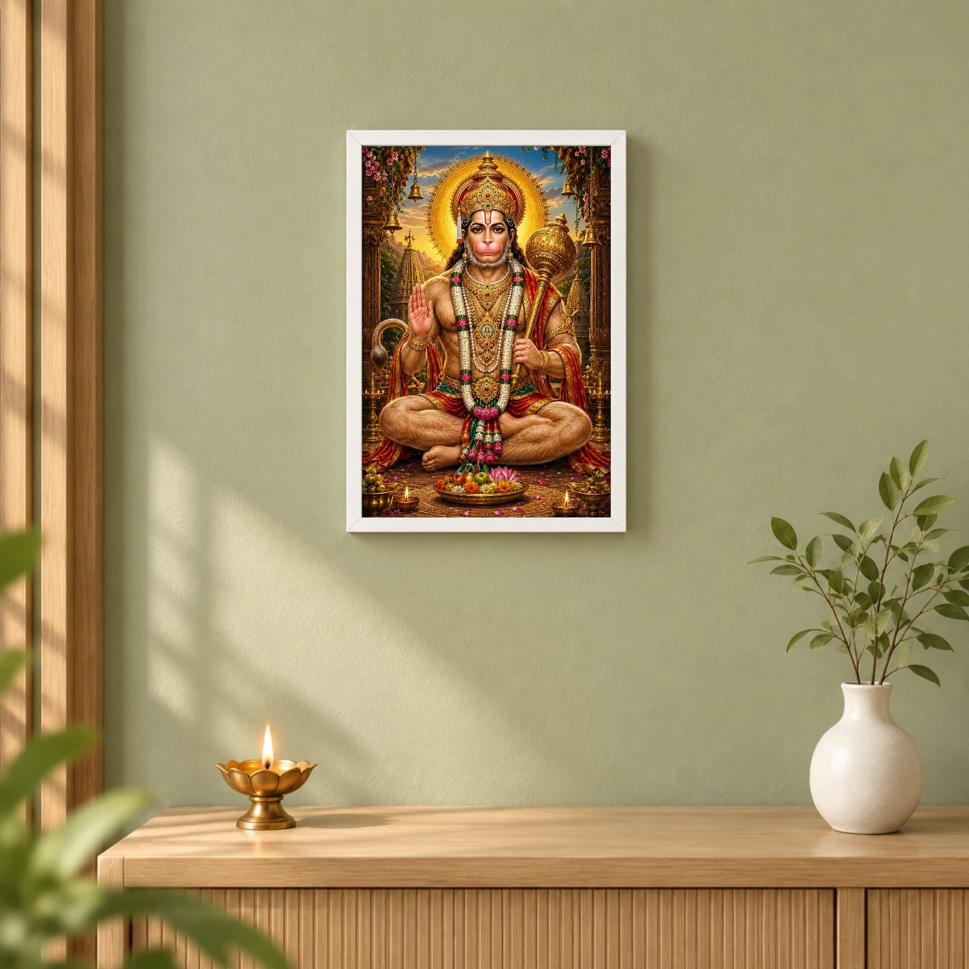 Lord Hanuman Peaceful Home Mandir Composition Photo Frame, view 6