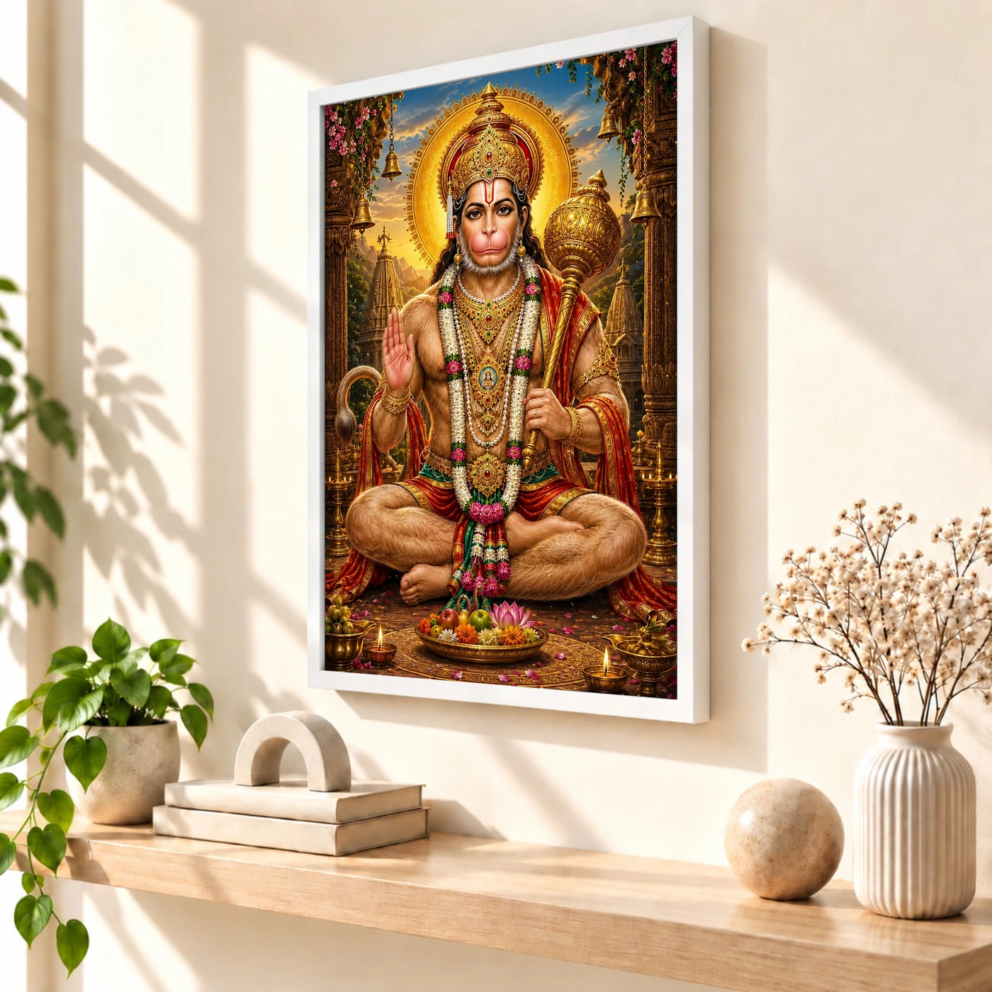 Lord Hanuman Peaceful Home Mandir Composition Photo Frame, view 7