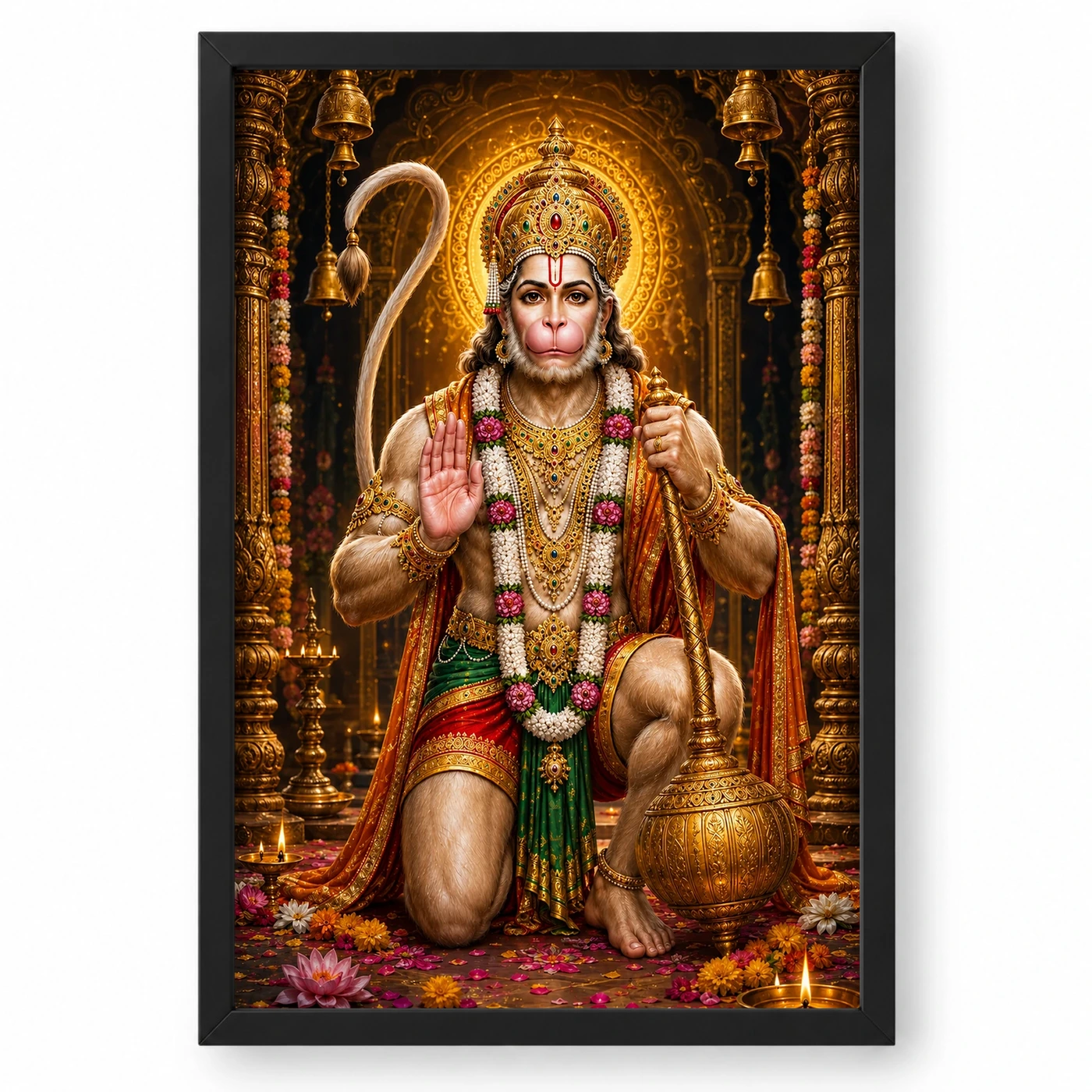 Lord Hanuman Royal Jewel-Toned Portrait Photo Frame