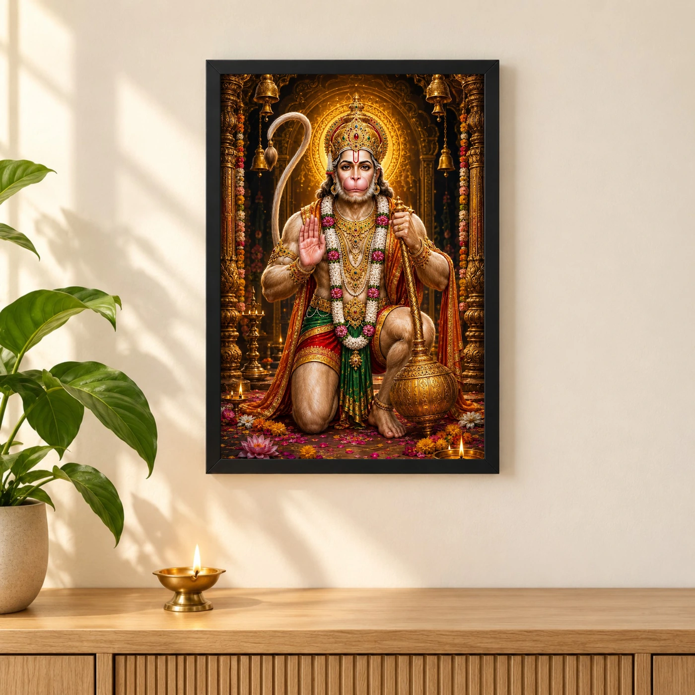 Lord Hanuman Royal Jewel-Toned Portrait Photo Frame, view 3