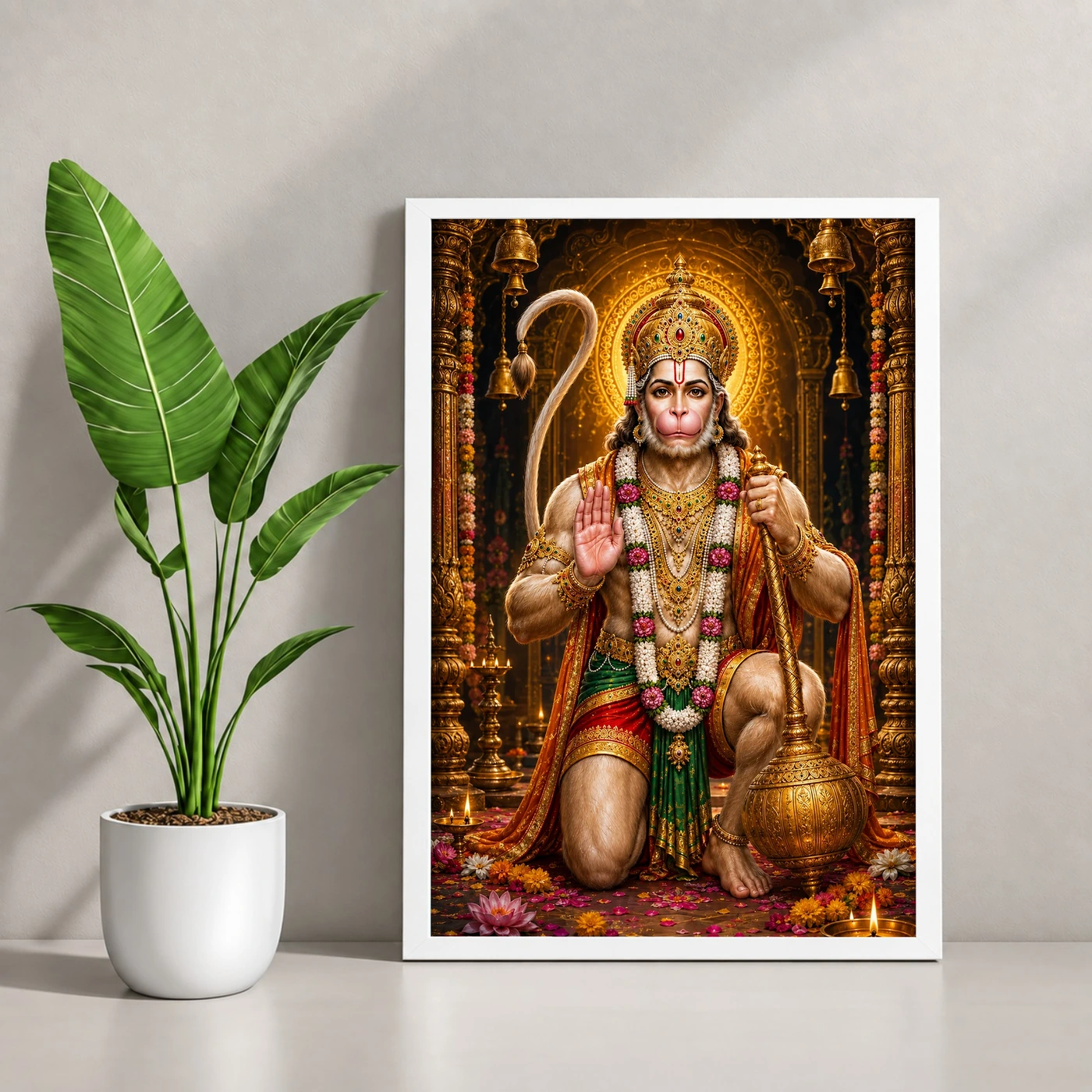 Lord Hanuman Royal Jewel-Toned Portrait Photo Frame, view 4