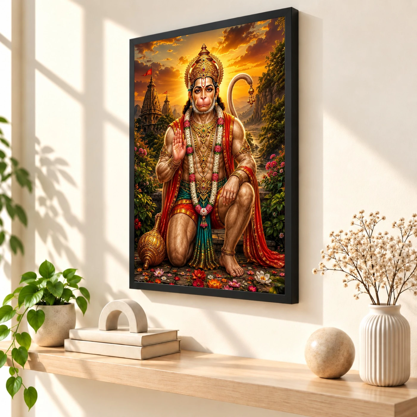Lord Hanuman Serene Sunrise Blessing Photo Frame, view 2