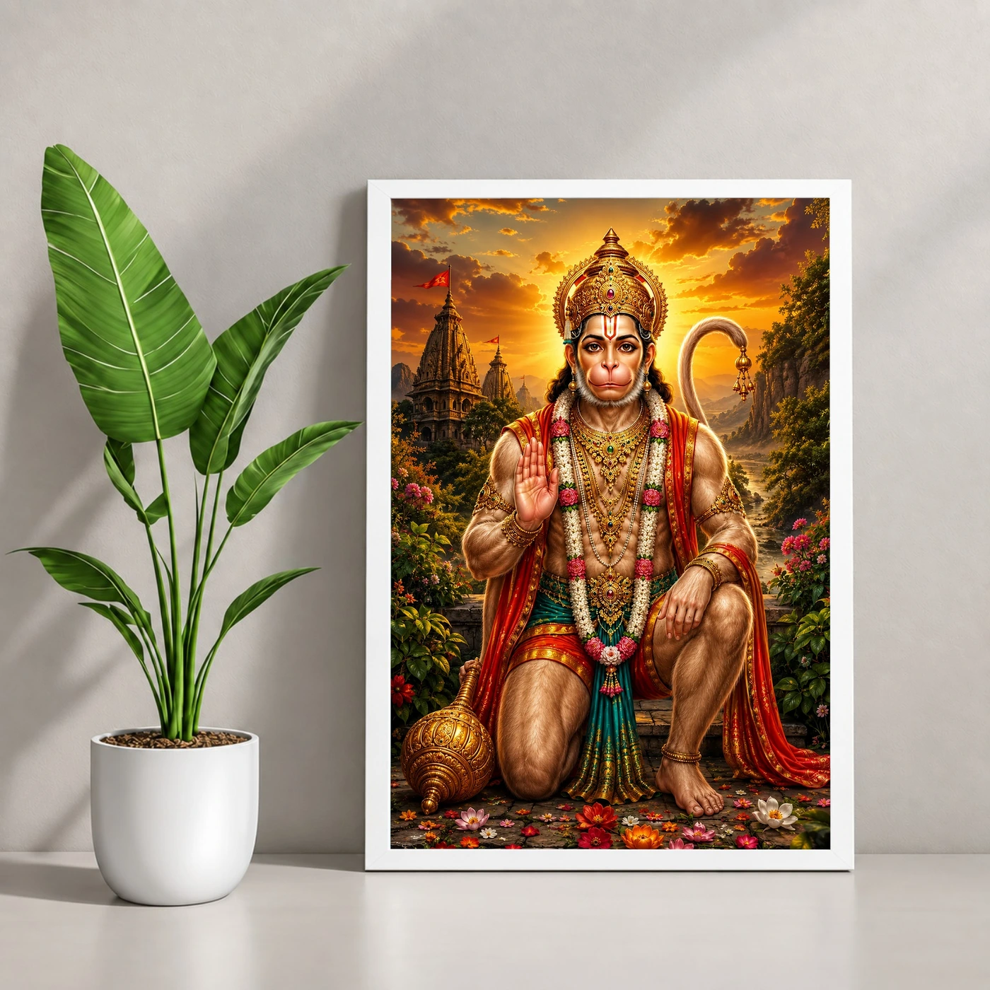 Lord Hanuman Serene Sunrise Blessing Photo Frame, view 4