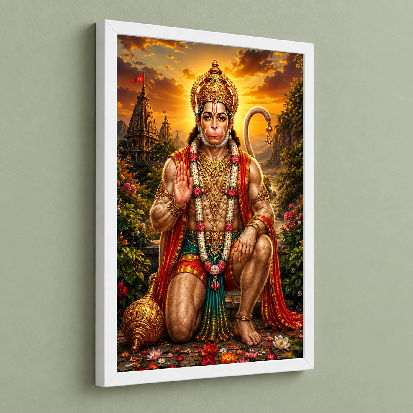 Lord Hanuman Serene Sunrise Blessing Photo Frame, view 5