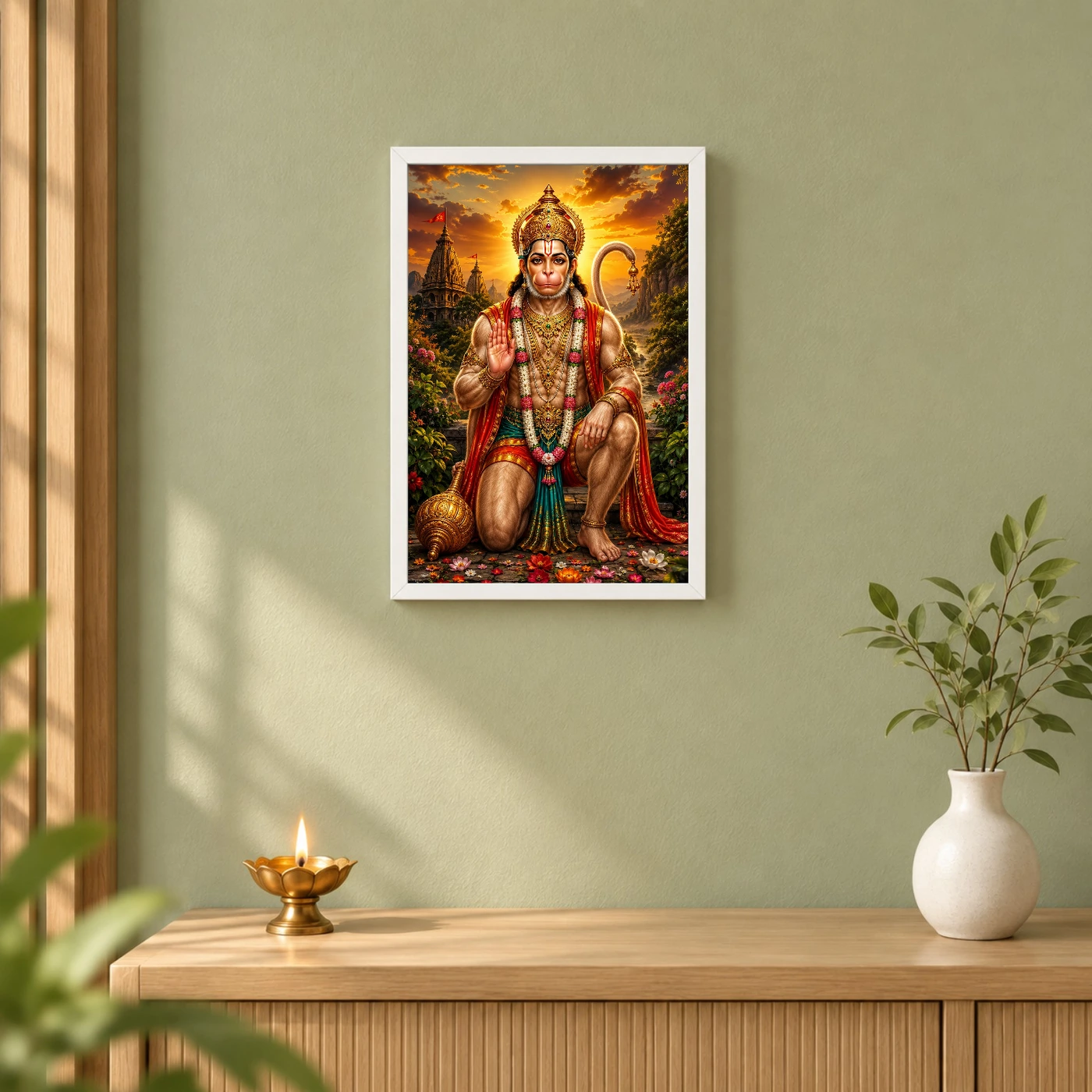 Lord Hanuman Serene Sunrise Blessing Photo Frame, view 6