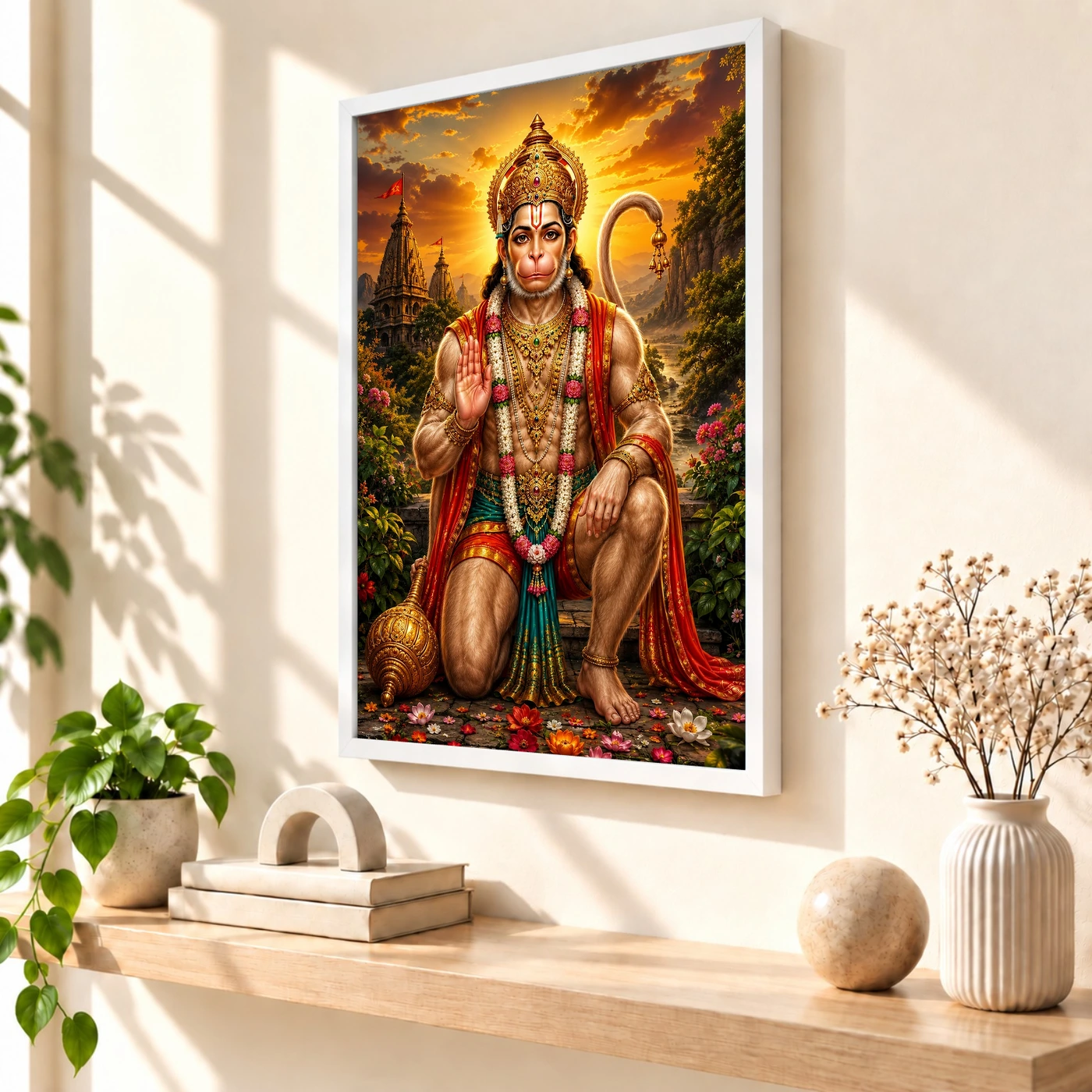 Lord Hanuman Serene Sunrise Blessing Photo Frame, view 7