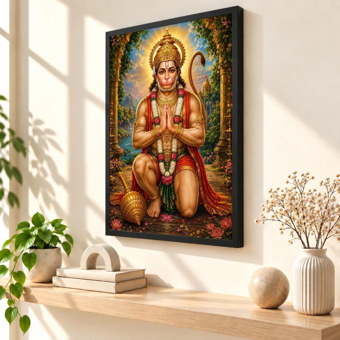 Lord Hanuman Traditional Indian Miniature-Inspired Devotional Art Photo Frame, view 2