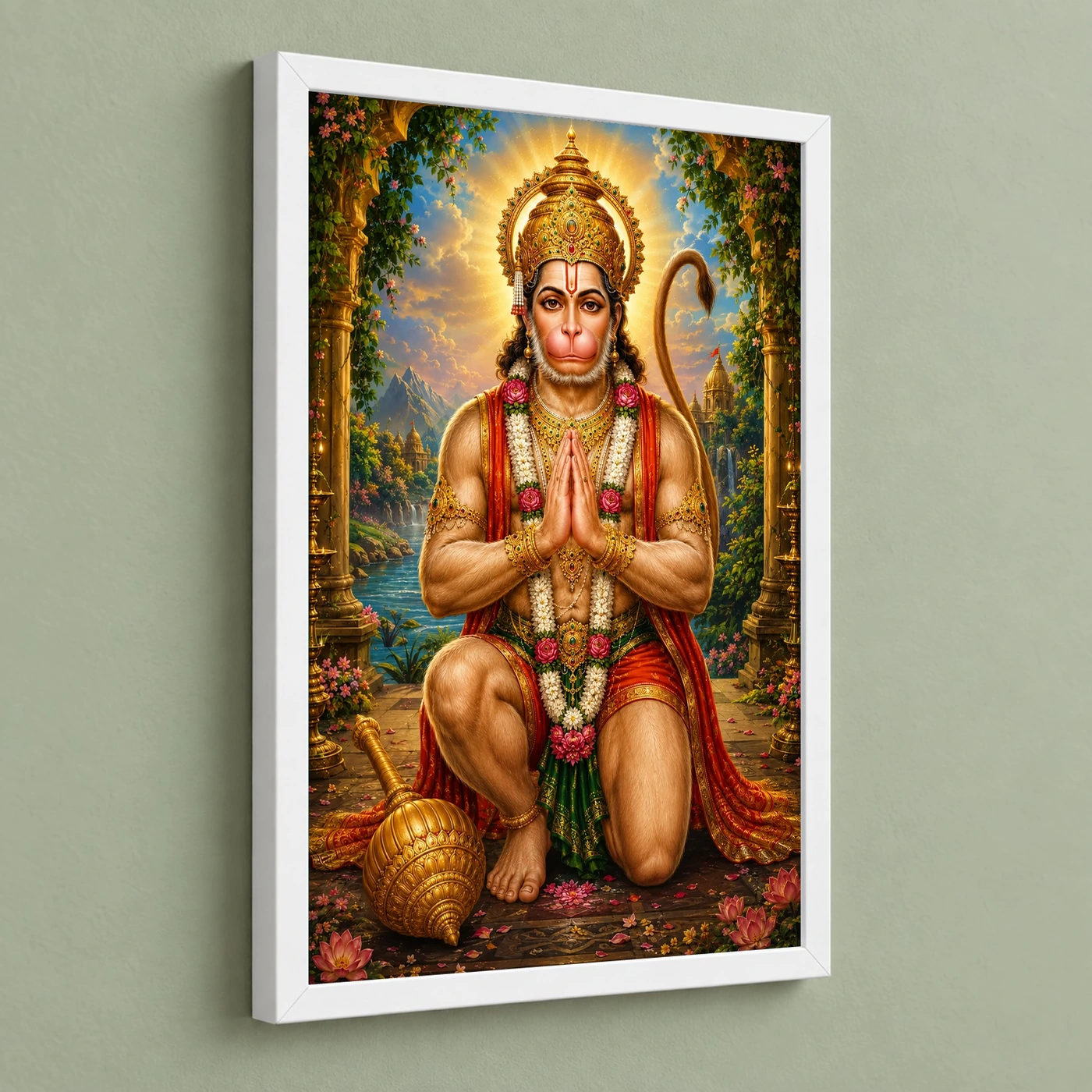 Lord Hanuman Traditional Indian Miniature-Inspired Devotional Art Photo Frame, view 5