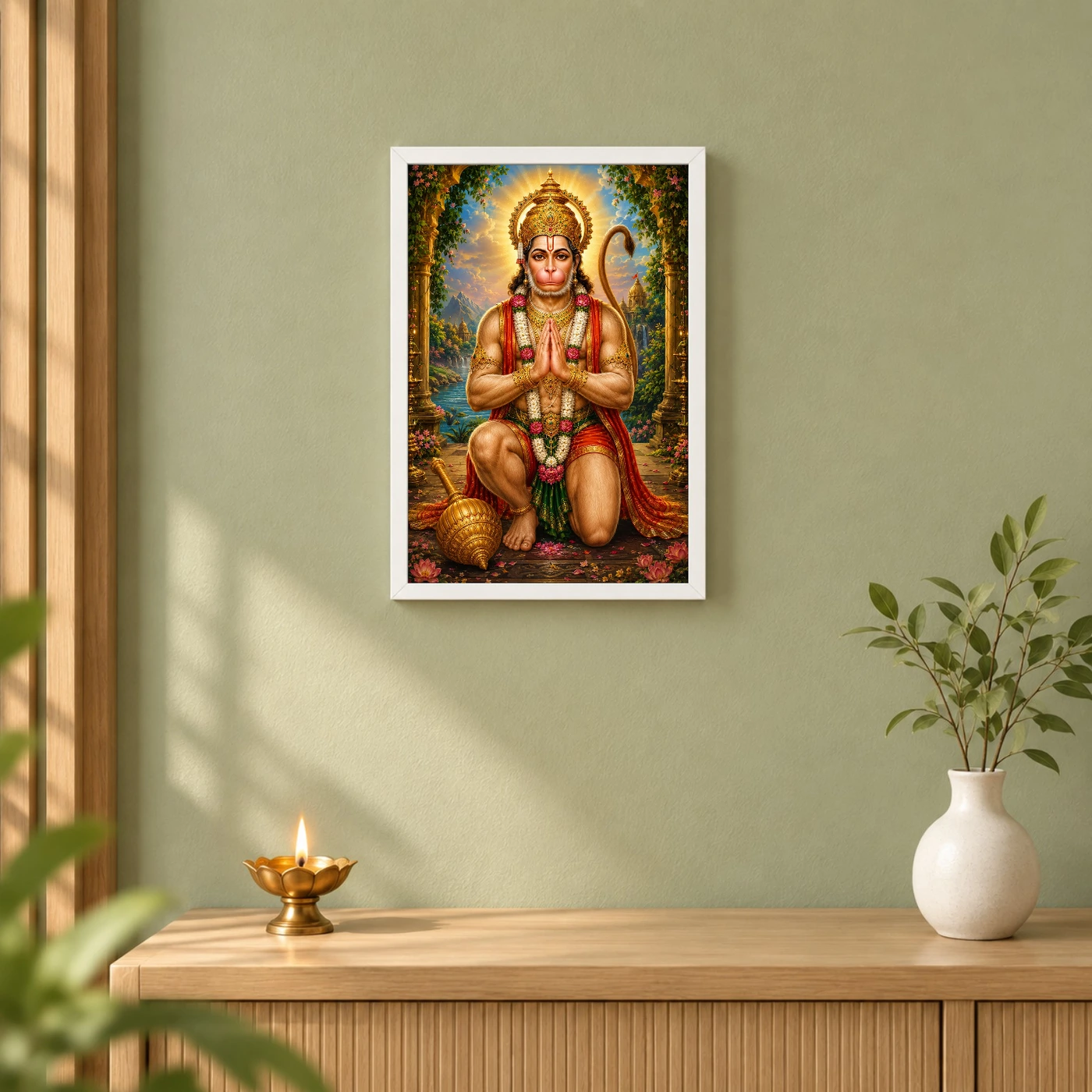 Lord Hanuman Traditional Indian Miniature-Inspired Devotional Art Photo Frame, view 6
