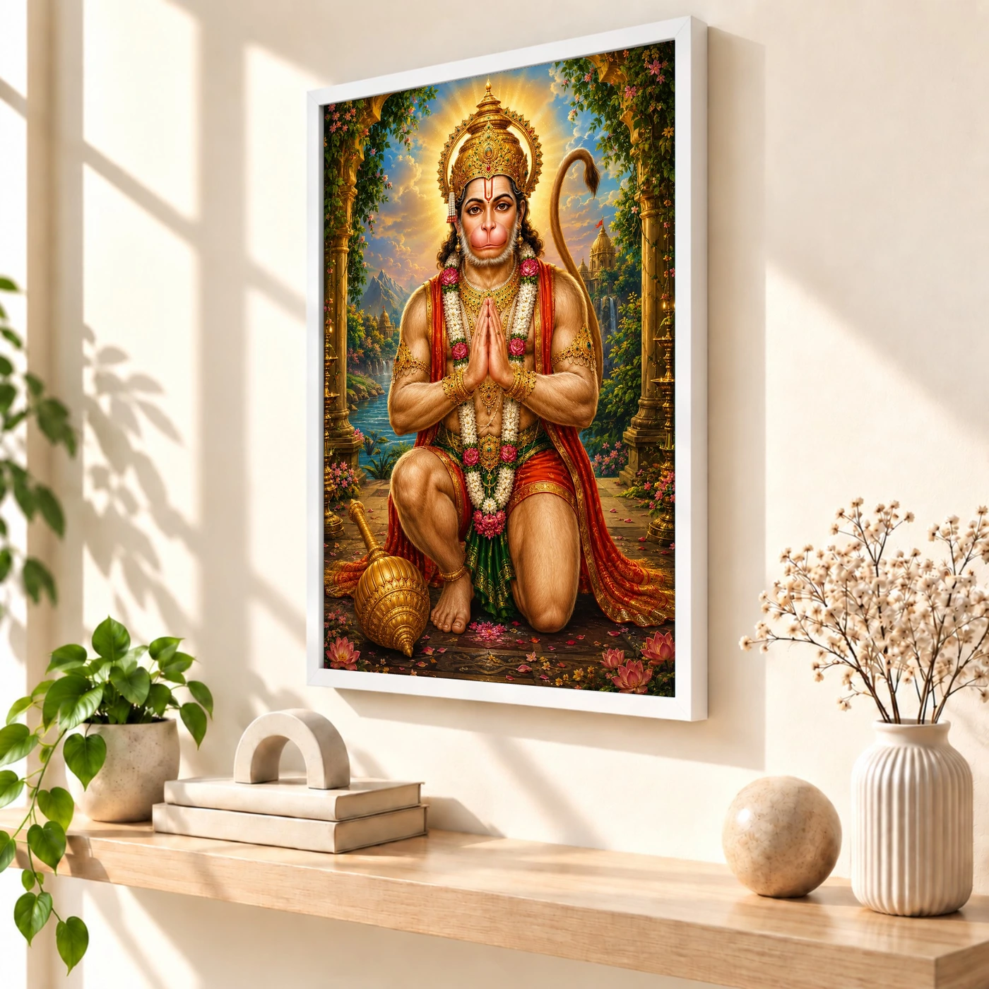 Lord Hanuman Traditional Indian Miniature-Inspired Devotional Art Photo Frame, view 7