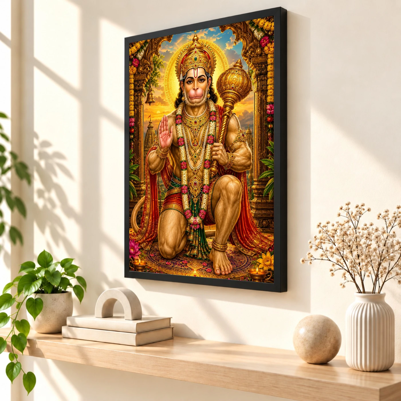 Lord Hanuman Vivid Premium Spiritual Poster Art Photo Frame, view 2