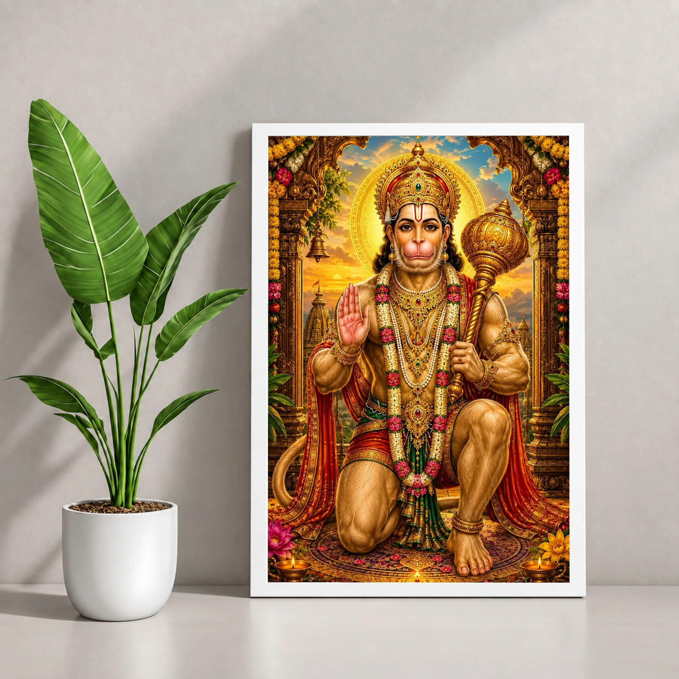 Lord Hanuman Vivid Premium Spiritual Poster Art Photo Frame, view 4